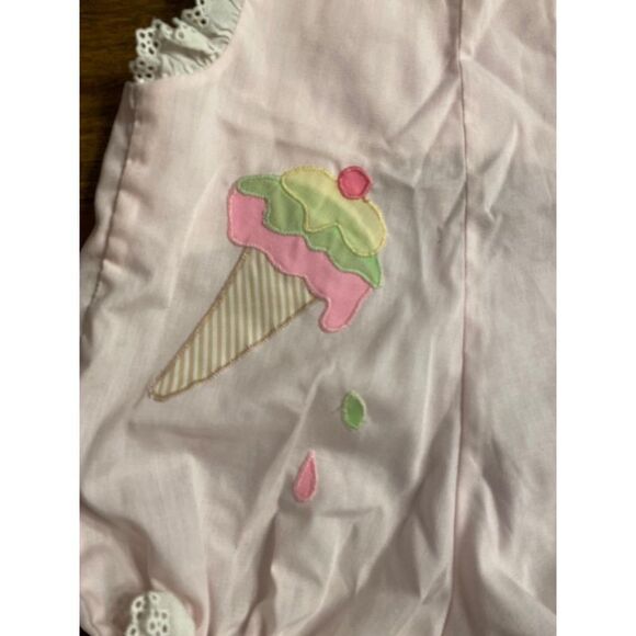 Betti Terrell 6-9 months baby baby outfit romper pink vintage ice cream lace - Picture 2 of 7